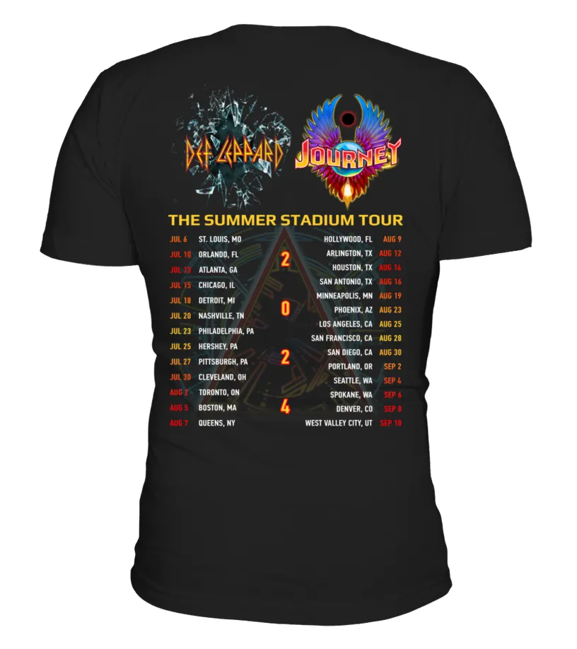 2 Side - 2 Def Leppard The Summer Stadium Tour 2024 BK Camiseta cuello en V Unisex