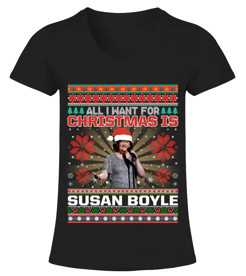 ALL I WANT FOR CHRISTMAS IS SUSAN BOYLE Camiseta cuello pico Mujer