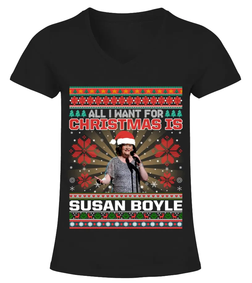 ALL I WANT FOR CHRISTMAS IS SUSAN BOYLE Camiseta cuello pico Mujer