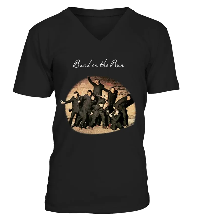 BBRB-041-BK. Paul McCartney and Wings - Band On The Run Camiseta cuello en V Unisex