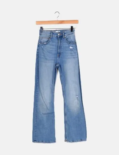 Bershka Jeans denim azul campana