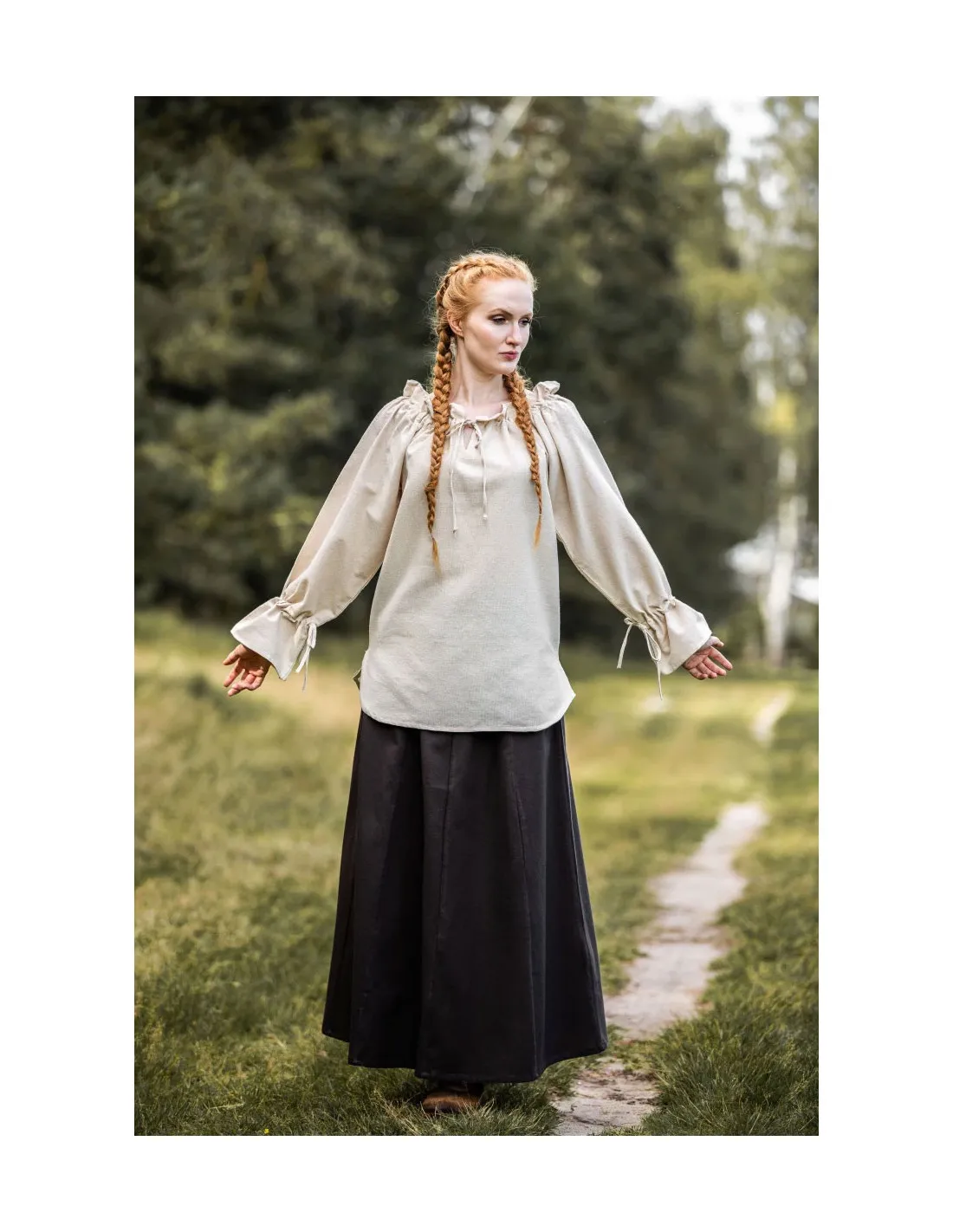 Blusa medieval Morgan blanca natural