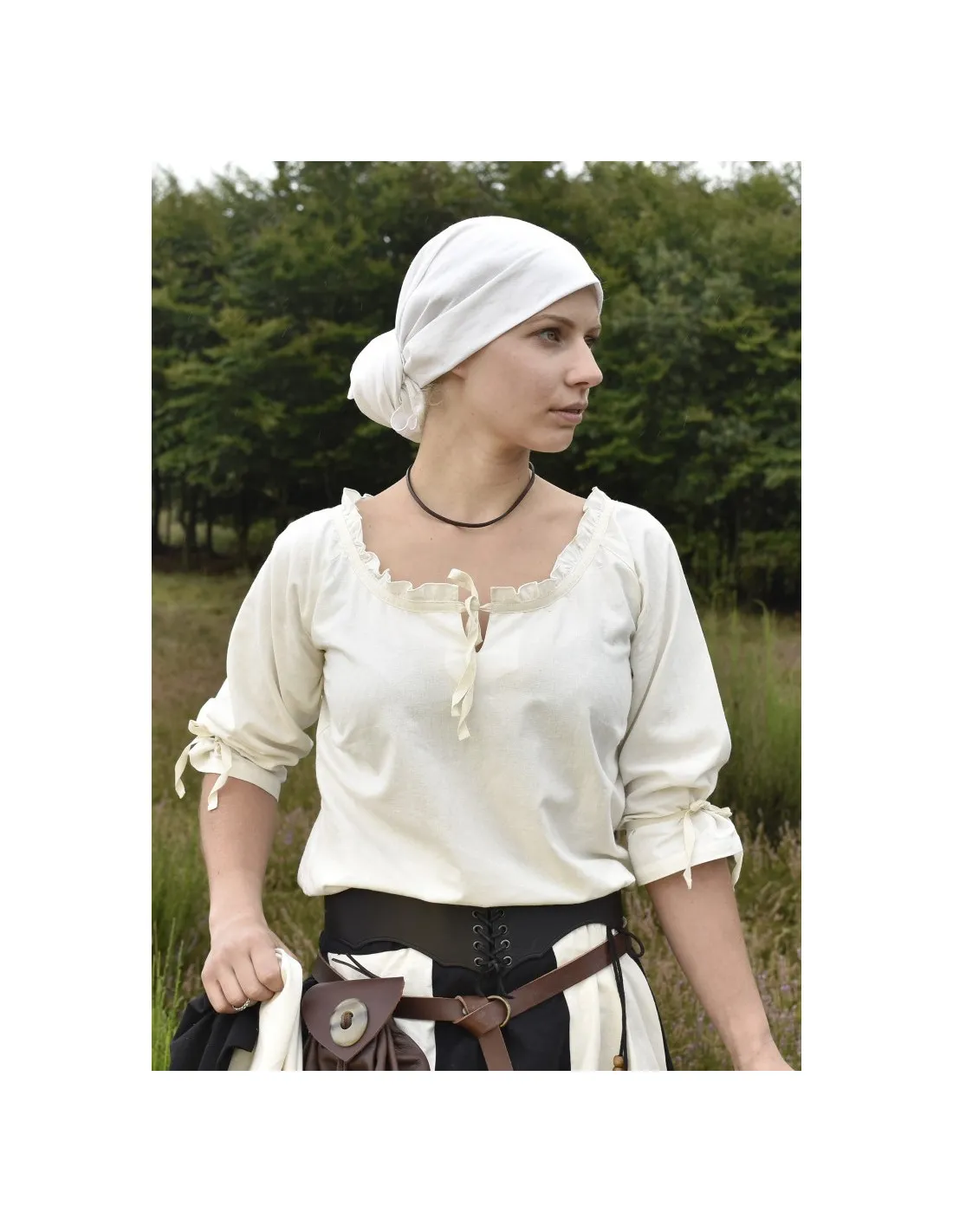 Blusa medieval mujer Birga, blanco