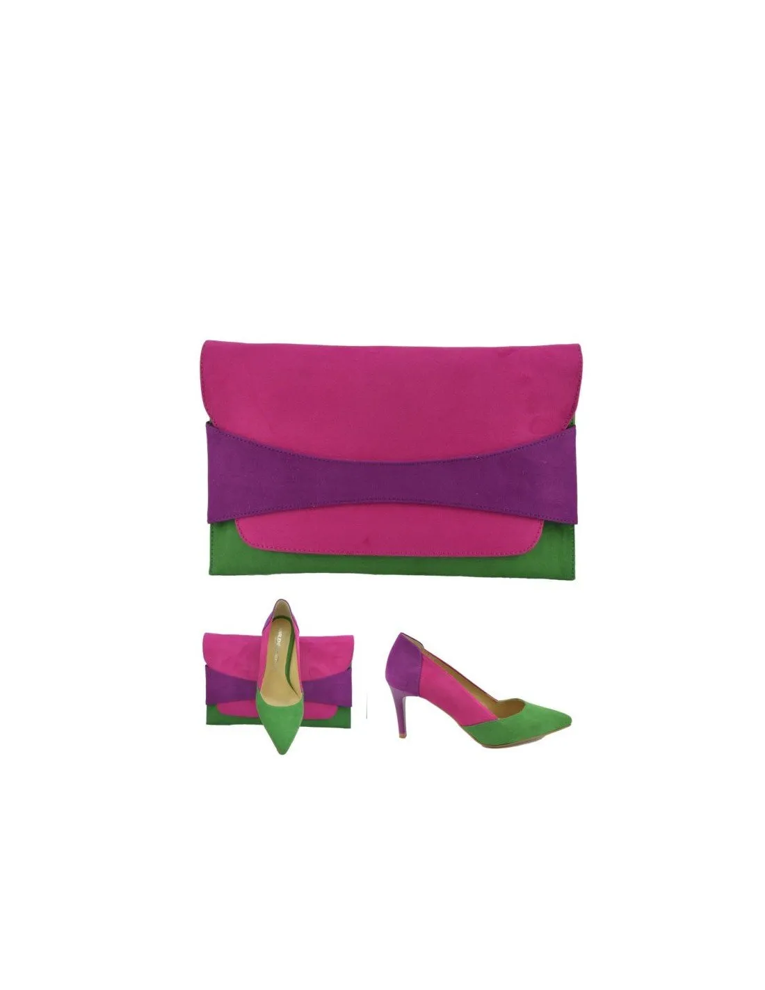 Bolso Fuxia Lila Verde