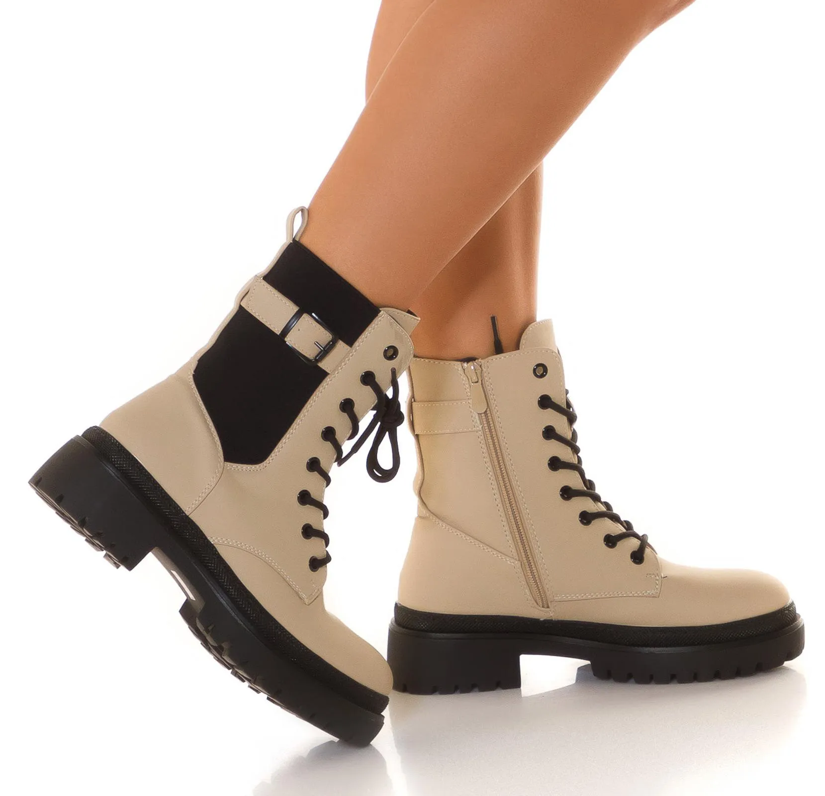 Botas para atar Beige