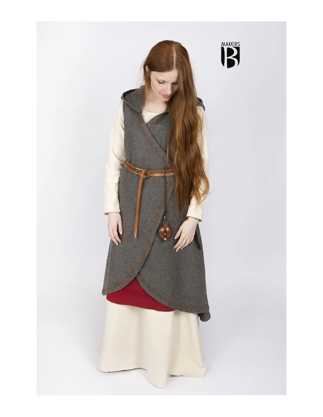 Brial medieval Myrana, lana gris