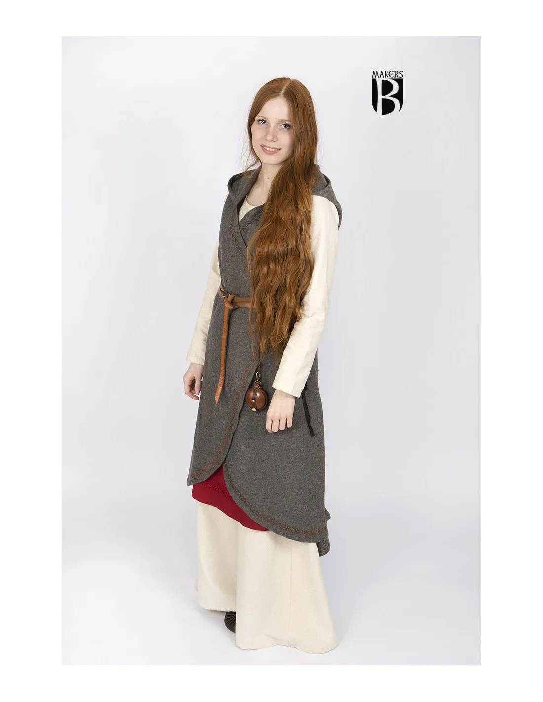 Brial medieval Myrana, lana gris