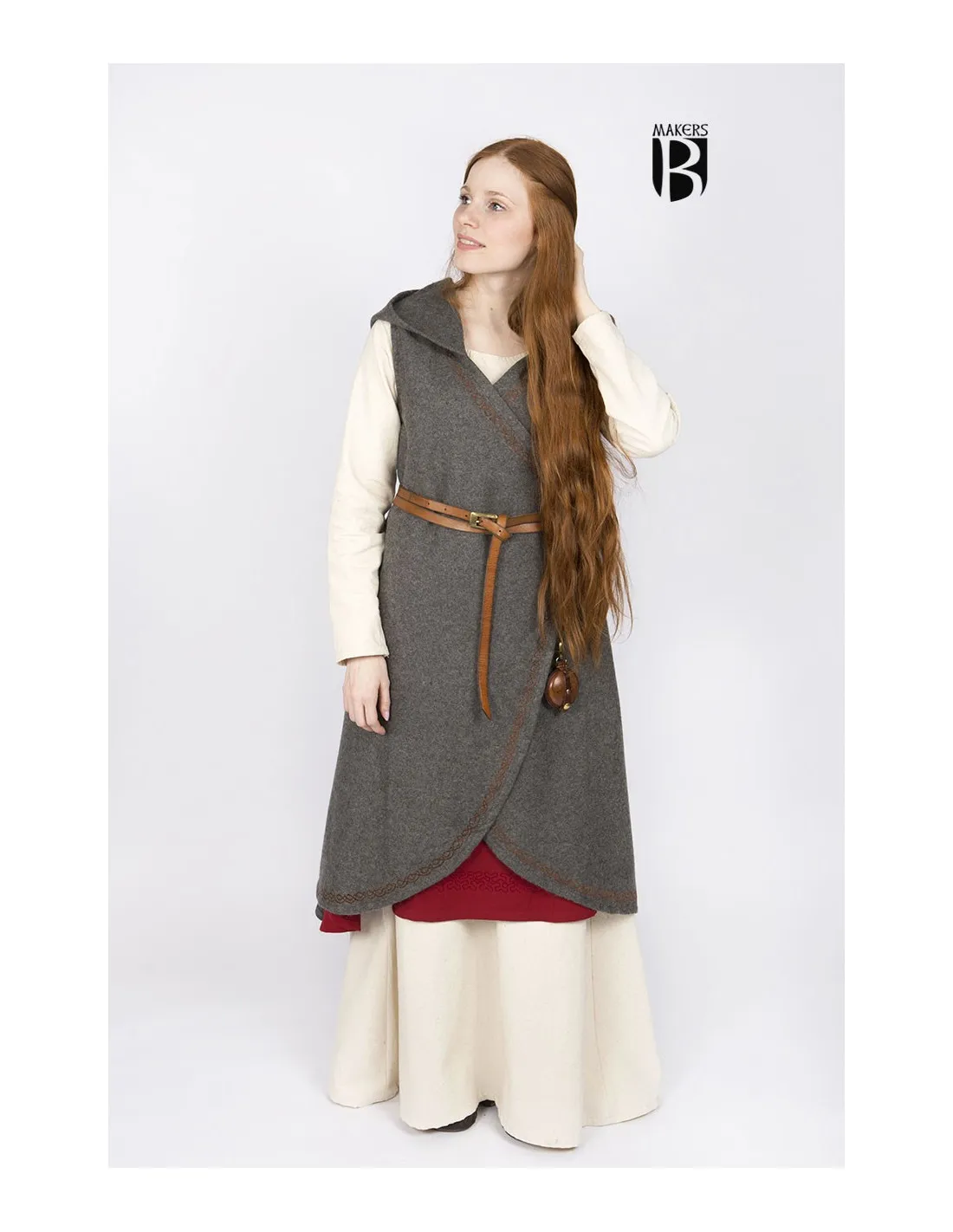 Brial medieval Myrana, lana gris