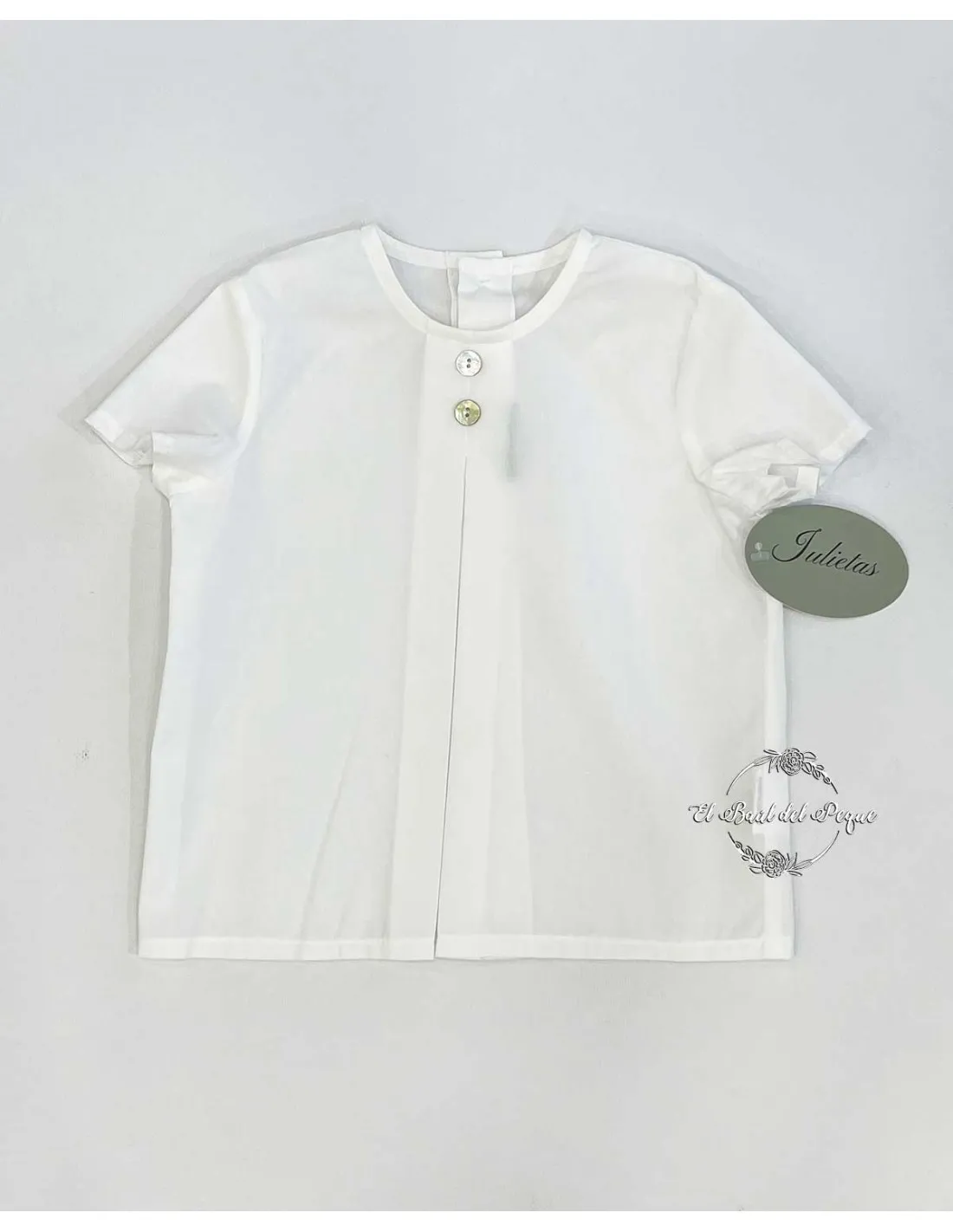 Camisa Blanca Niño Bebé Manga Corta Ceremonia Julietas