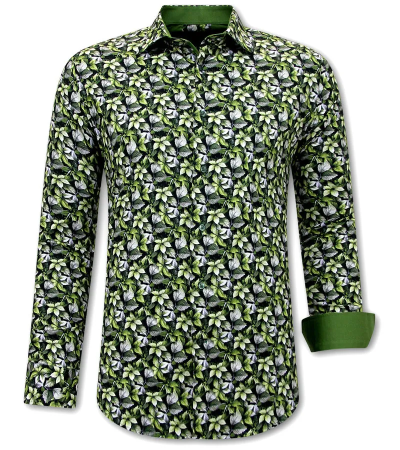 Camisa de Hombre Estampado Hojas - 3115 - Verde