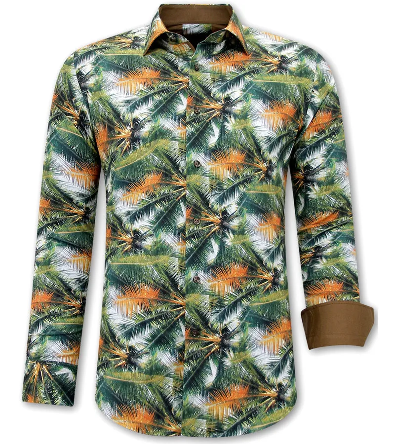 Camisa de Hombre Estampado Tropical - 3114 - Verde