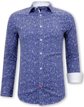 Camisa Floreada Hombre Slim Fit - 3085 - Azul