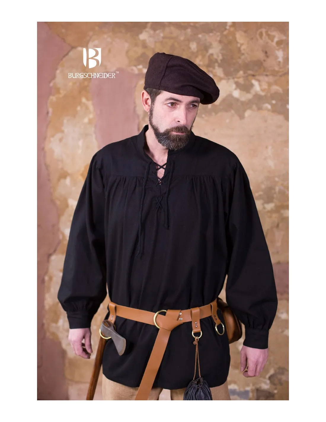 Camisa medieval lazos Störtebecker, negra