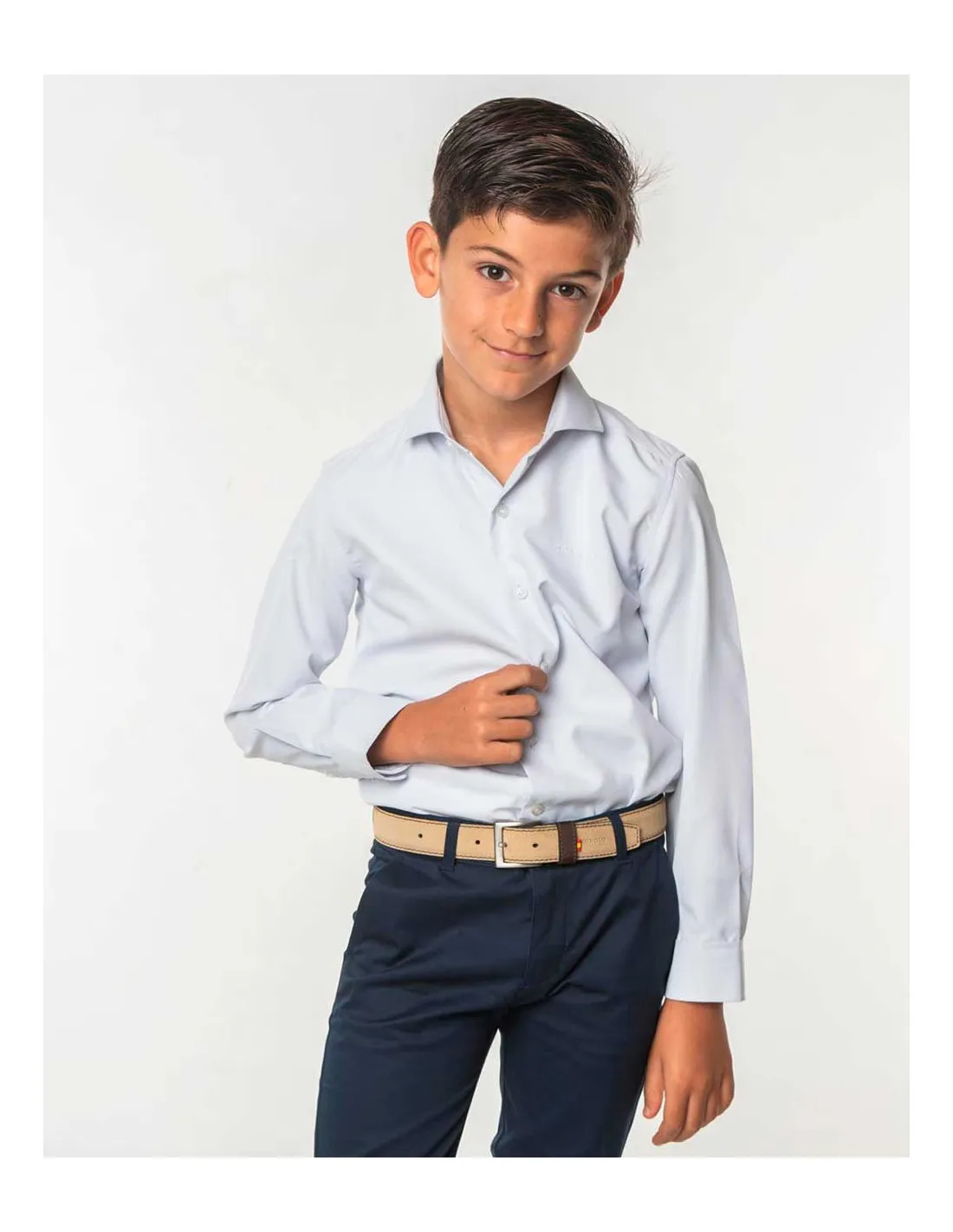 Camisa Niño Blanca Cuello Cutaway Dobby Spagnolo