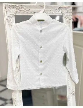 Camisa Niño Ceremonia Plumeti Blanca Julietas Manga Larga