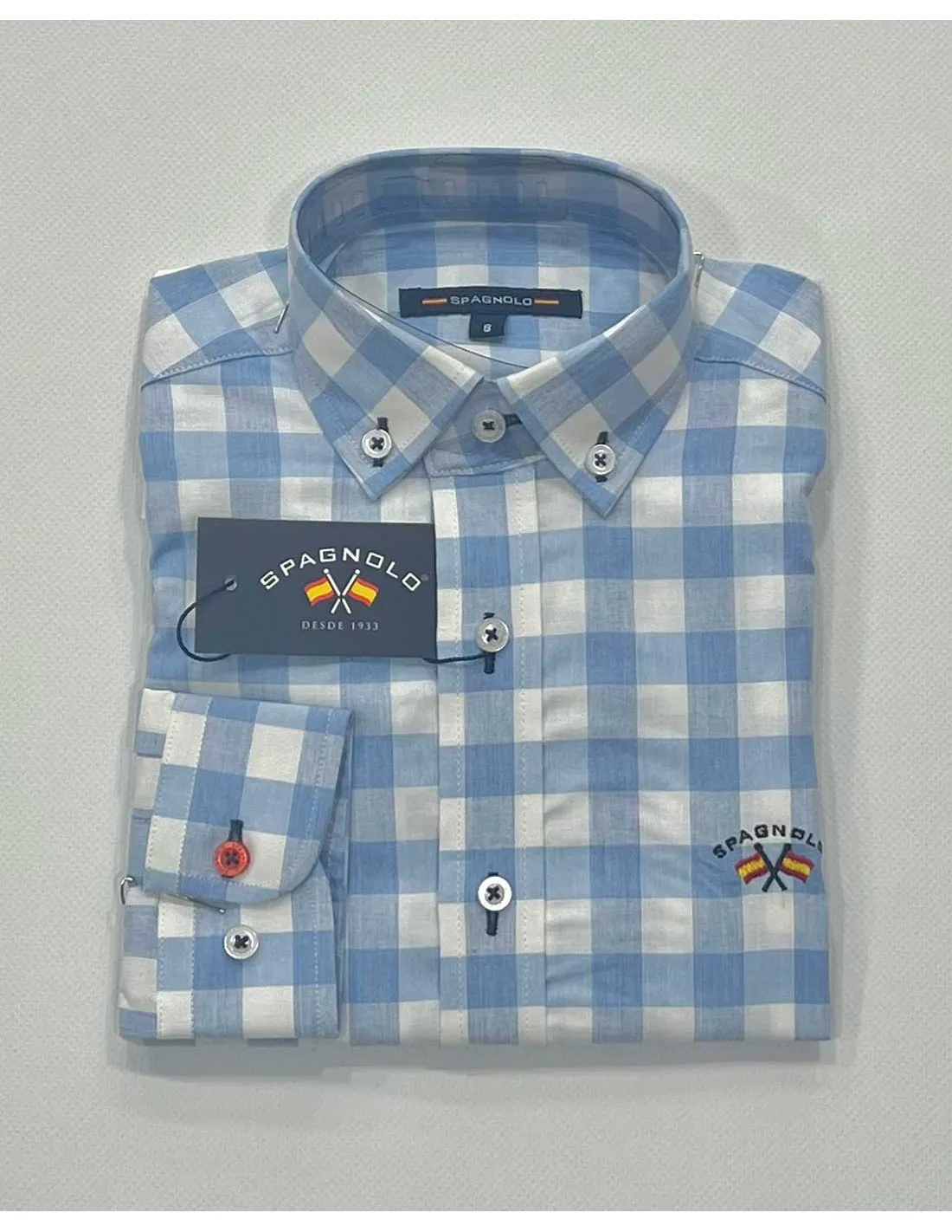 Camisa Niño Cuadros Celestes Popelín Spagnolo Moda Infantil