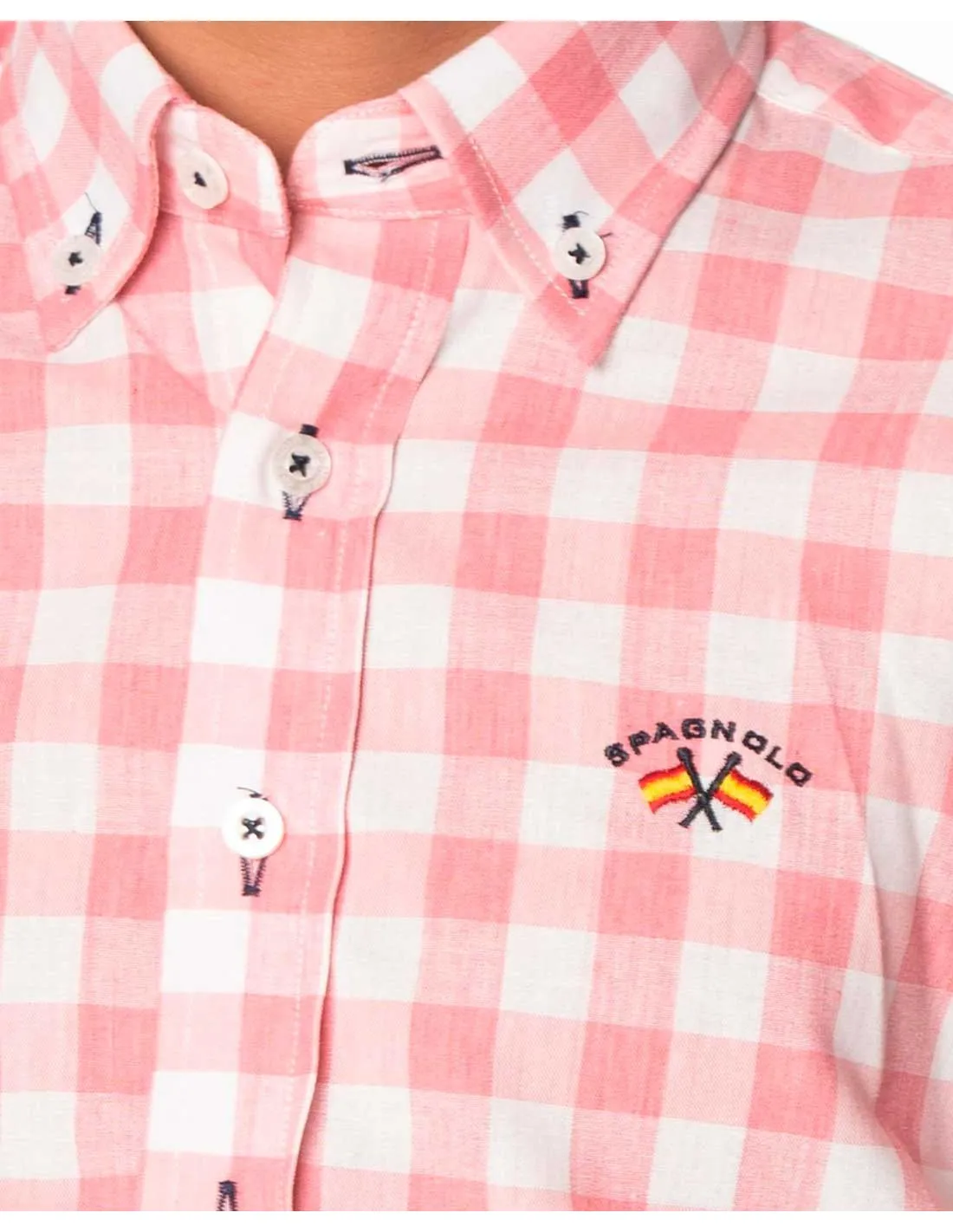 Camisa Niño Popelín Spagnolo Moda Infantil Cuadros Rosa