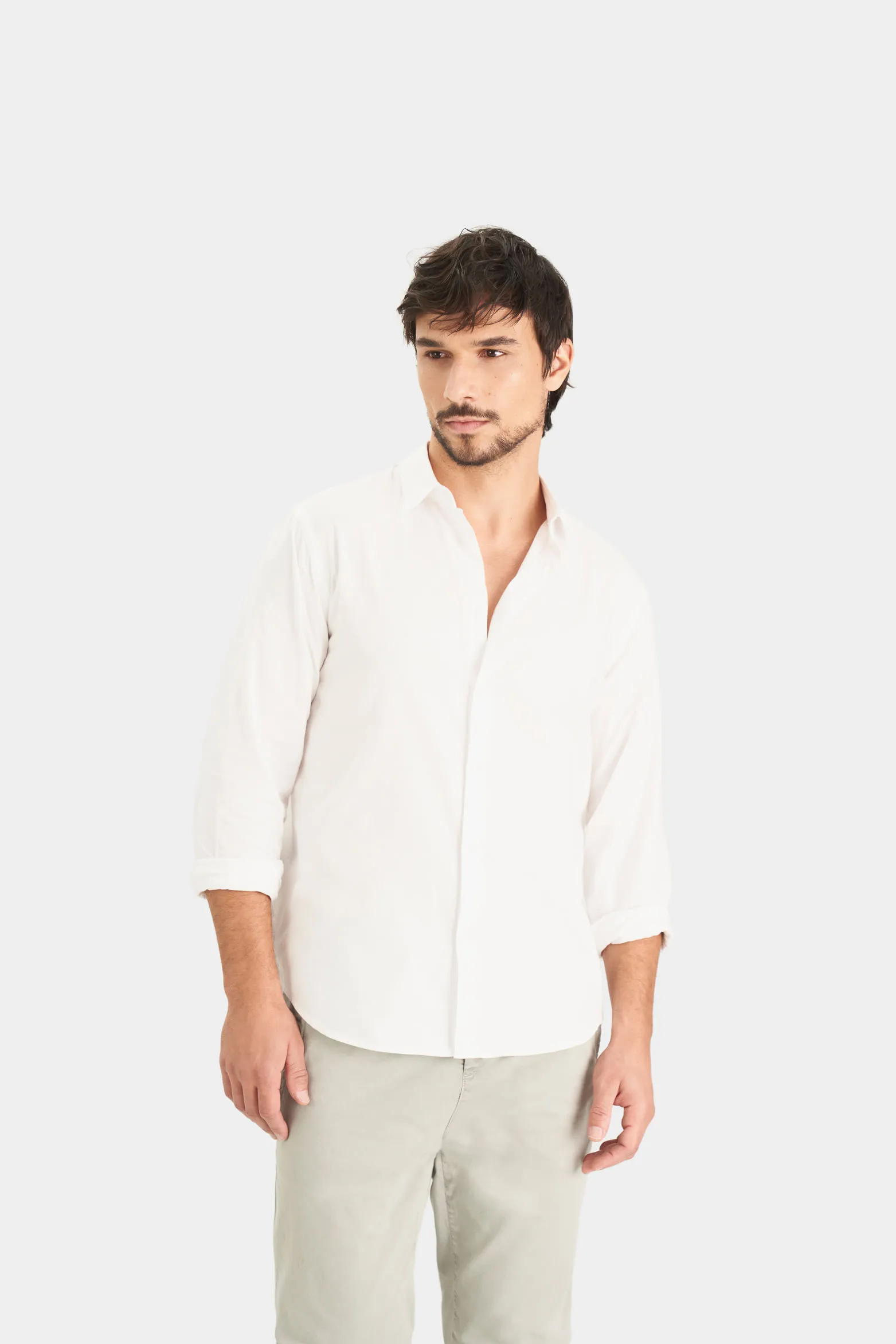 Camisa oxford manga larga calagua para hombre semifitted