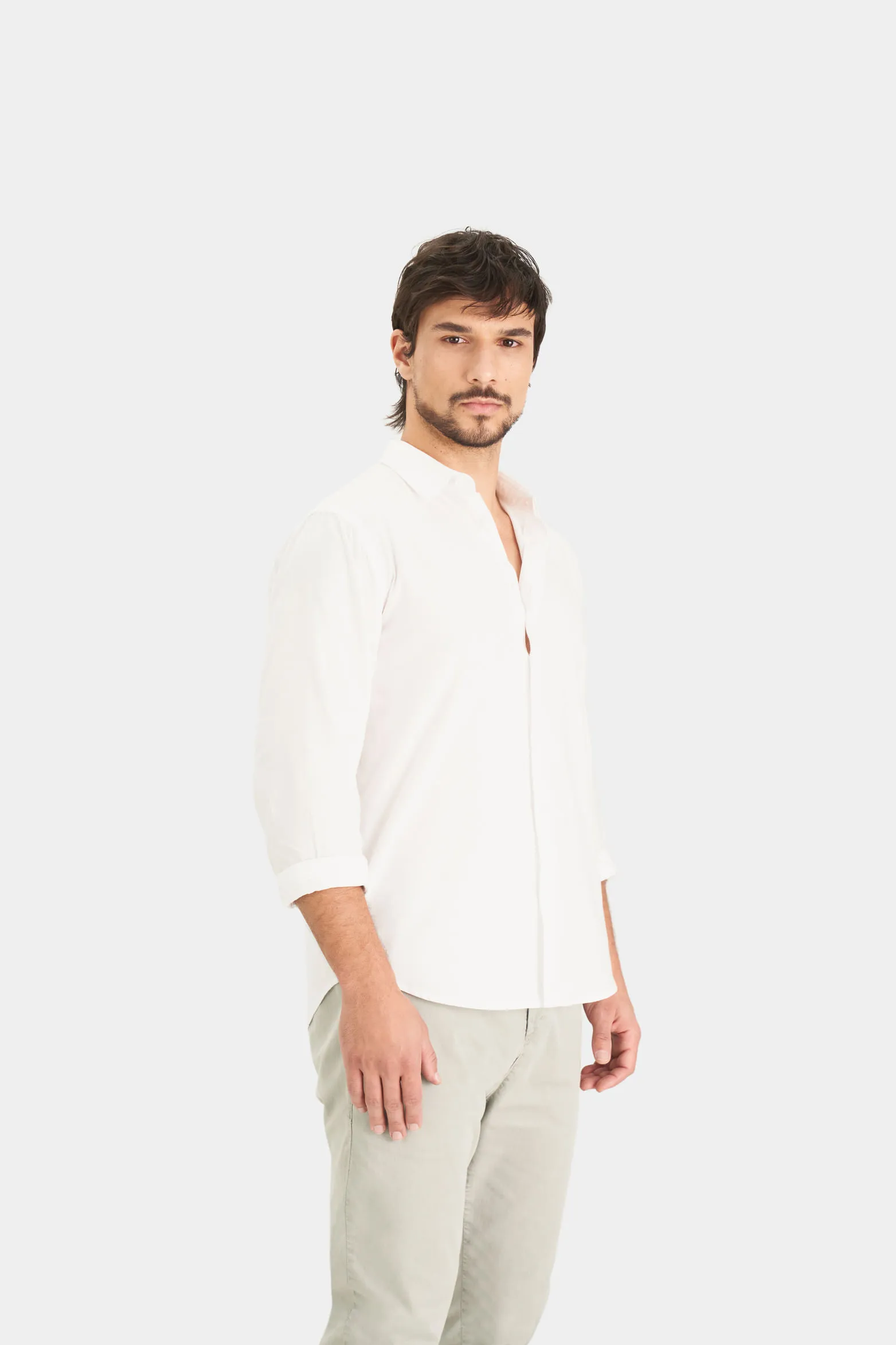 Camisa oxford manga larga calagua para hombre semifitted