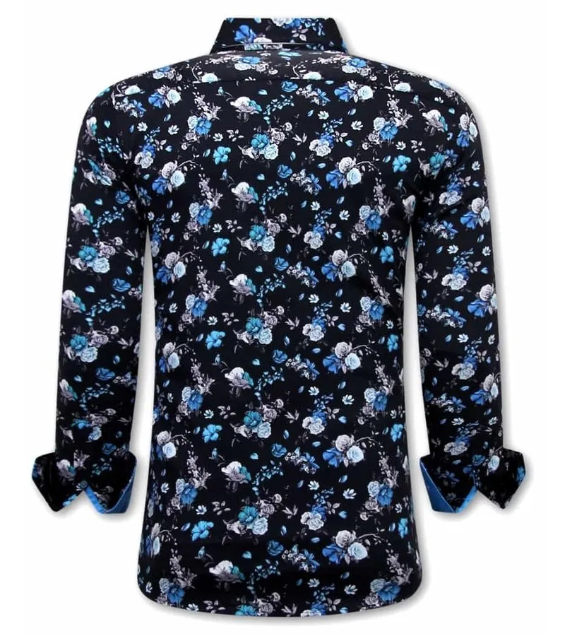 Camisas Con Flores Hombre - 3066 - Azul