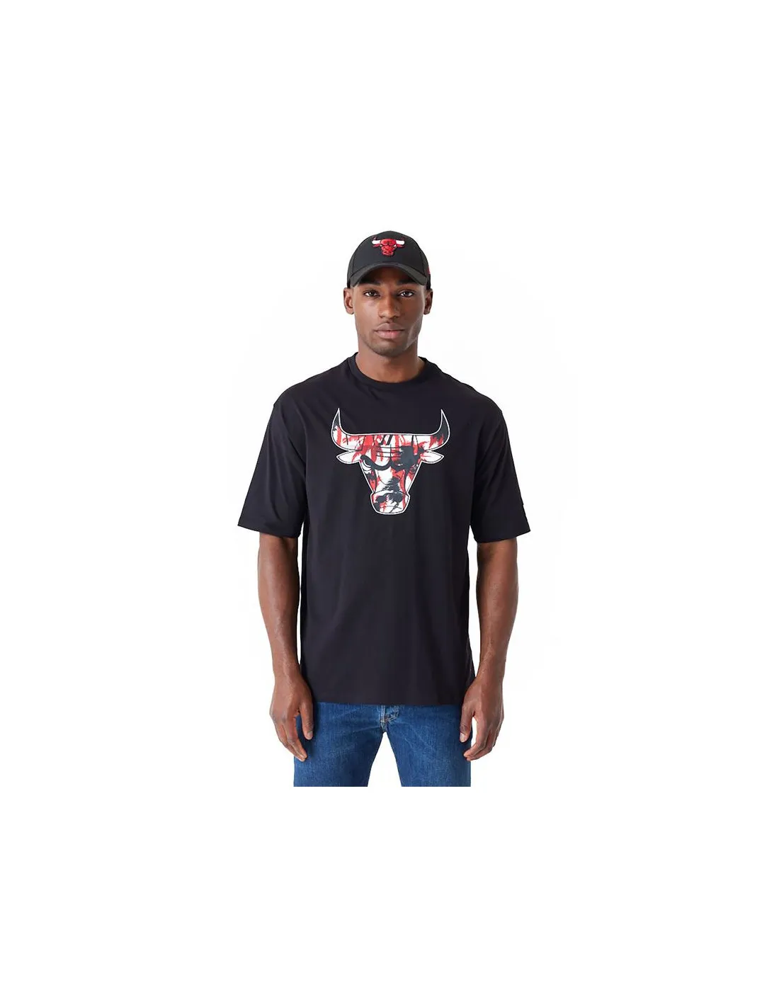 Camiseta New Era Oversized Chicago Bulls NBA Large Infill Negro