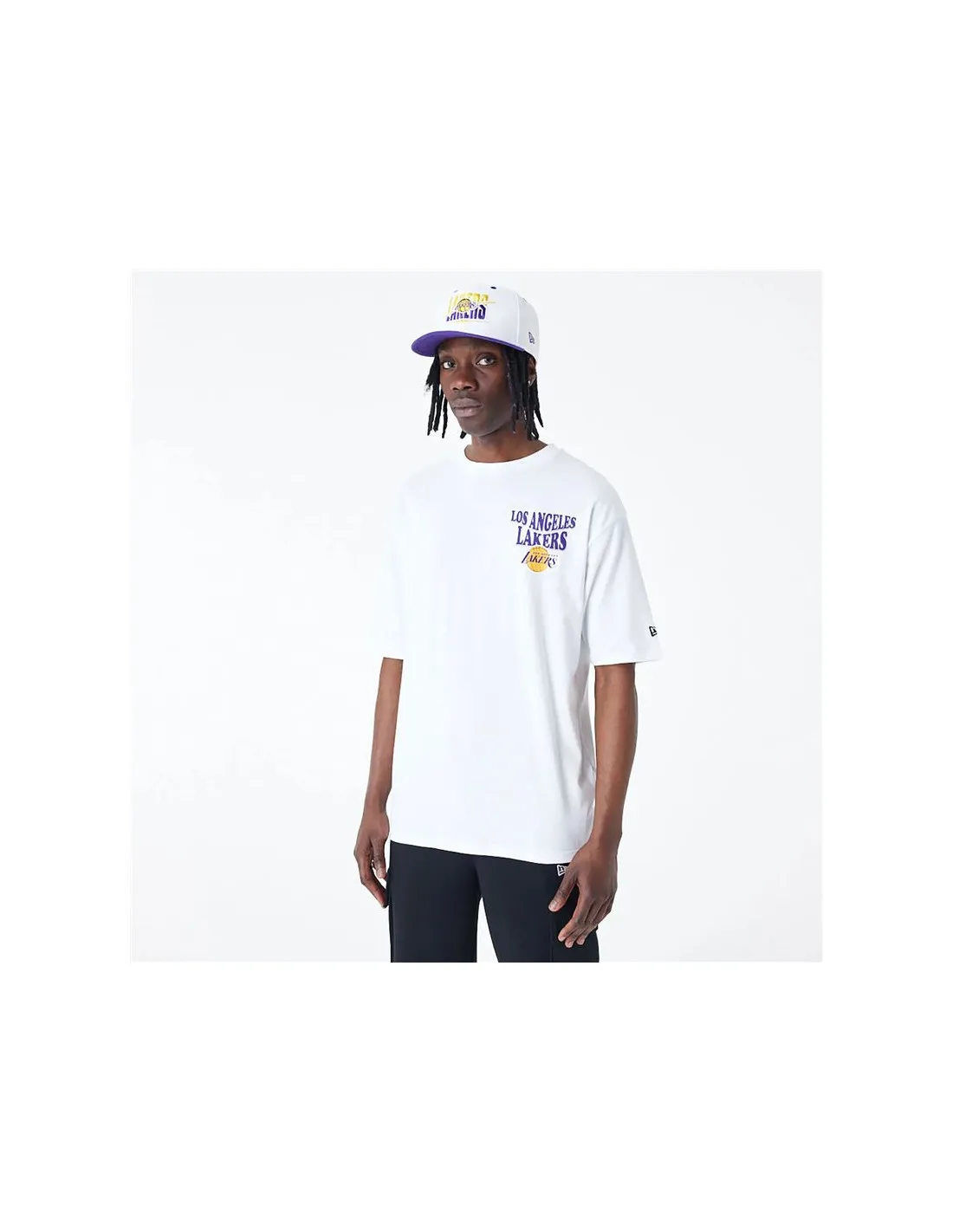 Camiseta New Era Oversized LA Lakers NBA Script Blanco