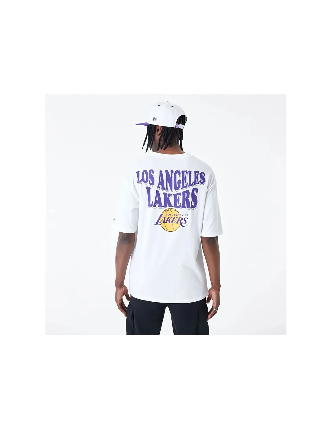 Camiseta New Era Oversized LA Lakers NBA Script Blanco