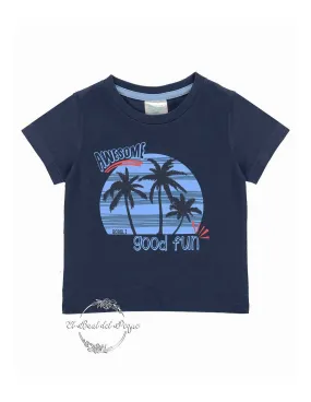 Camiseta Niño Azul Palmeras de Boboli Moda Infantil