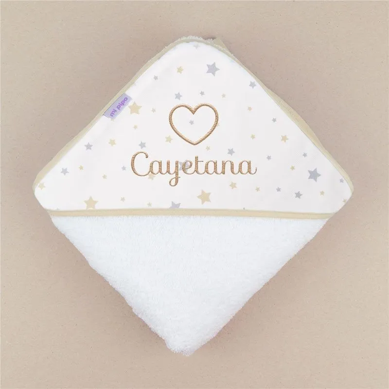 Capa de baño bebé beige personalizada