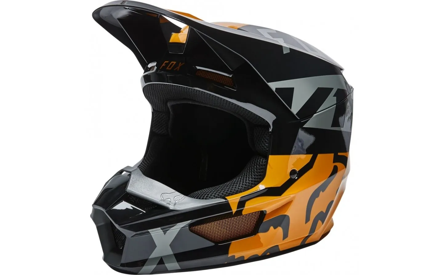 Casco Fox Infantil V1 Skew Negro Oro |28358-595|