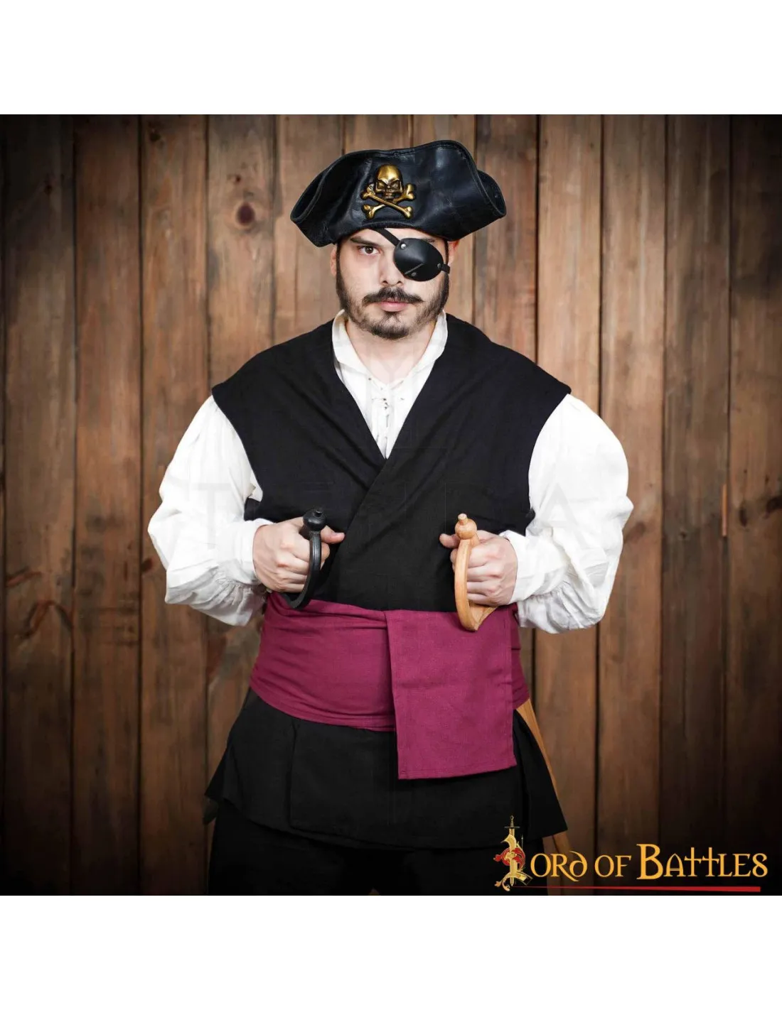 Cinturón medieval Pirata lona burdeos