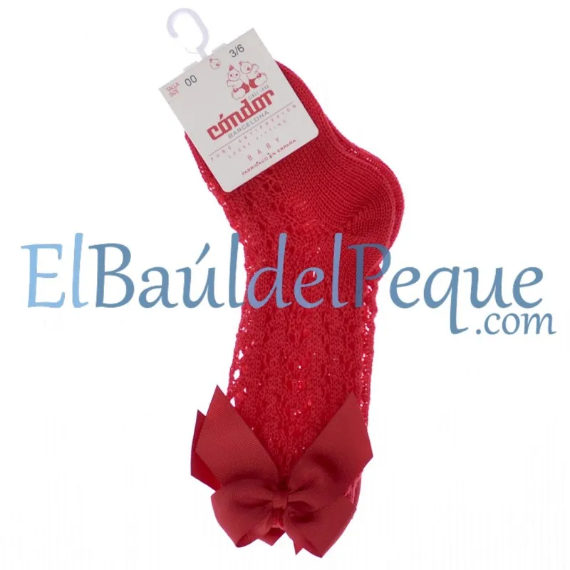 CONDOR Calcetines Lazos Altos Calados Rojo 550