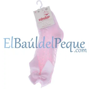 CONDOR Calcetines Lazos Altos Calados Rosa 500