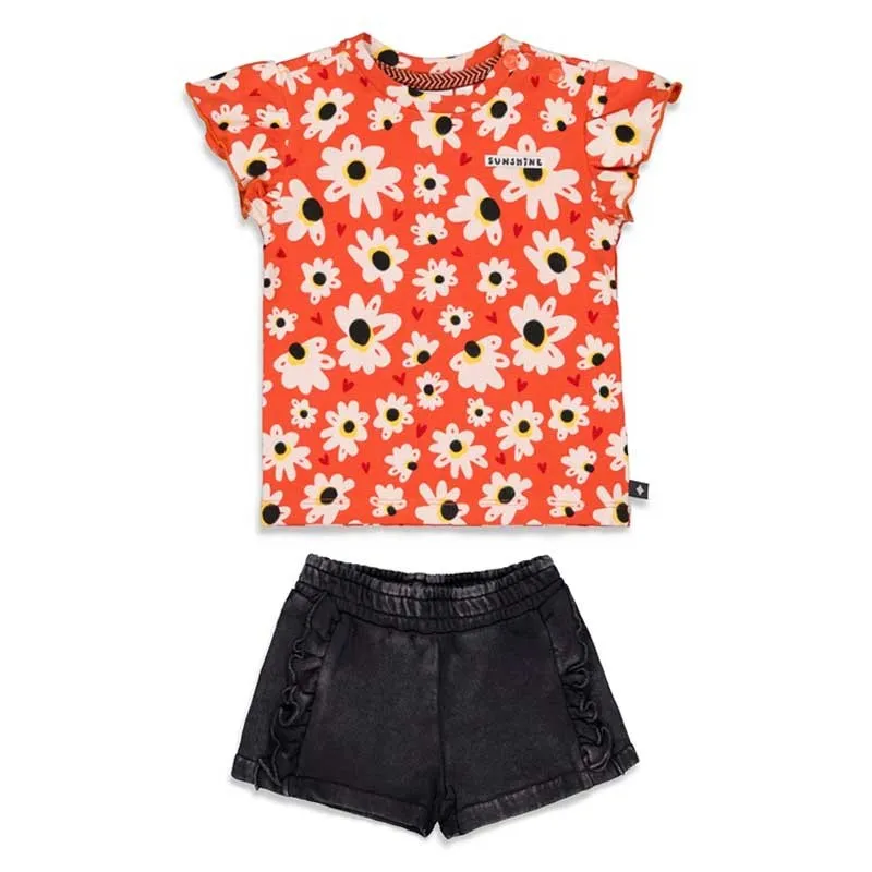 Conjunto bebé niña flores con short negro de Feetje