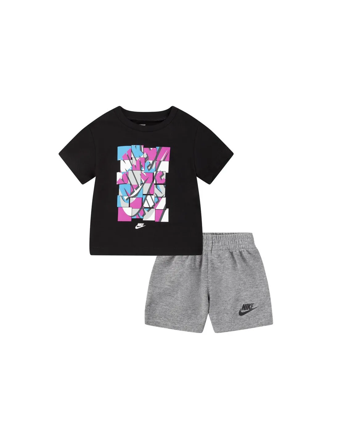 Conjunto Nike Nsw Add Ft Short Gris Niño