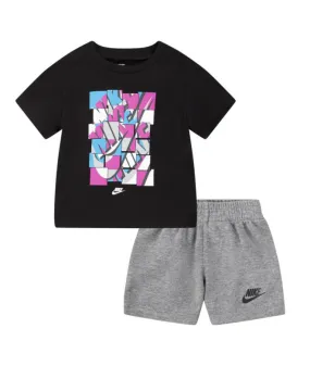 Conjunto Nike Nsw Add Ft Short Gris Niño