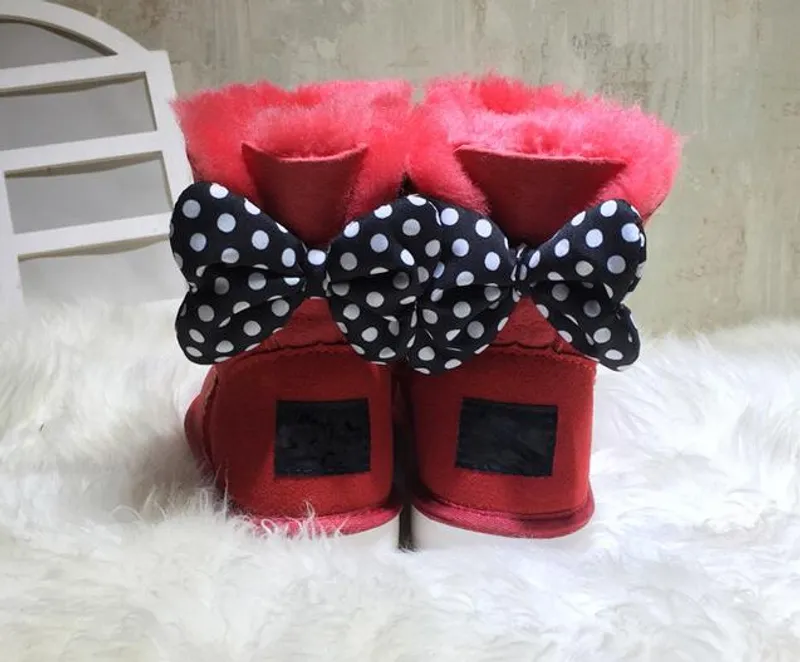 DISEÑO CLÁSICO CORTO BEBÉ NIÑO NIÑA MUJER NIÑOS BOW-TIE BOTAS DE NIEVE PIEL INTEGRADO MANTENER CALIENTE BOTAS EUR SZIE 25-41 ENV