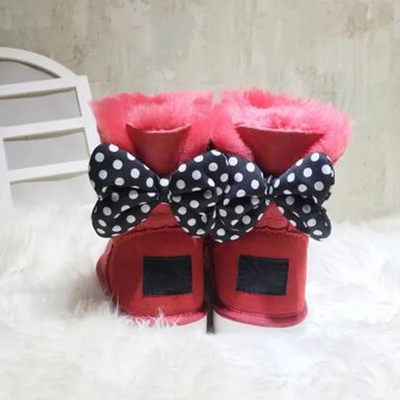 DISEÑO CLÁSICO CORTO BEBÉ NIÑO NIÑA MUJER NIÑOS BOW-TIE BOTAS DE NIEVE PIEL INTEGRADO MANTENER CALIENTE BOTAS EUR SZIE 25-41 ENV