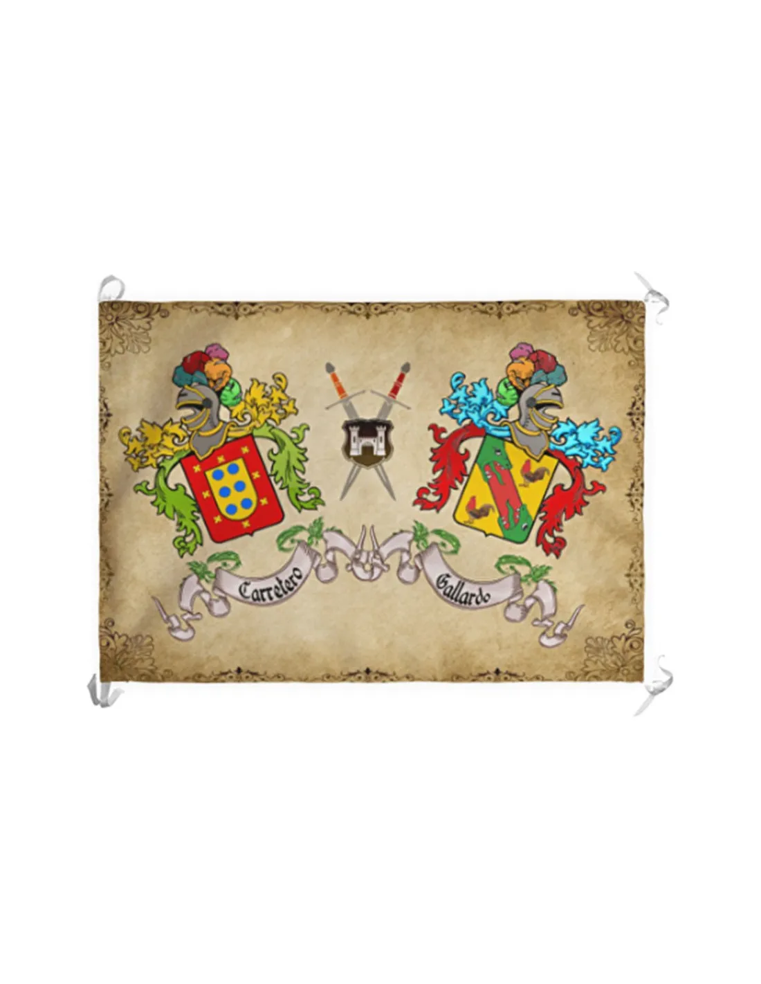 Estandarte Medieval 2 Apellidos Personalizados (70x100 cms.)