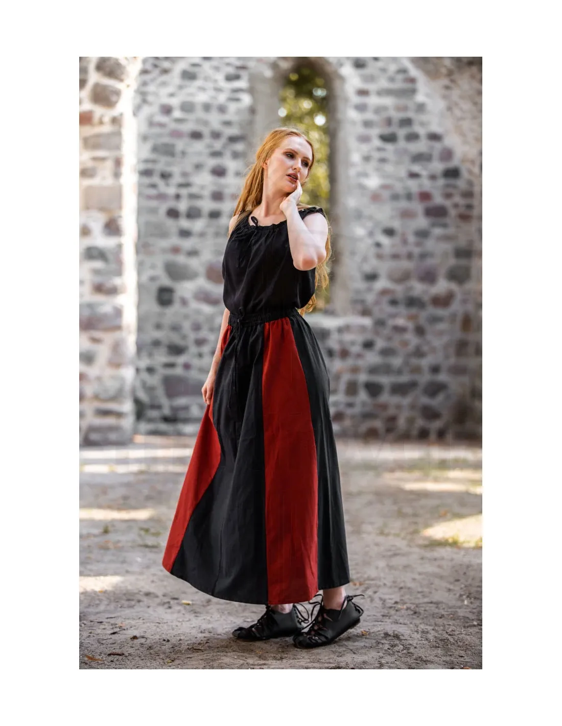 Falda medieval Bicolor Roja-Negra