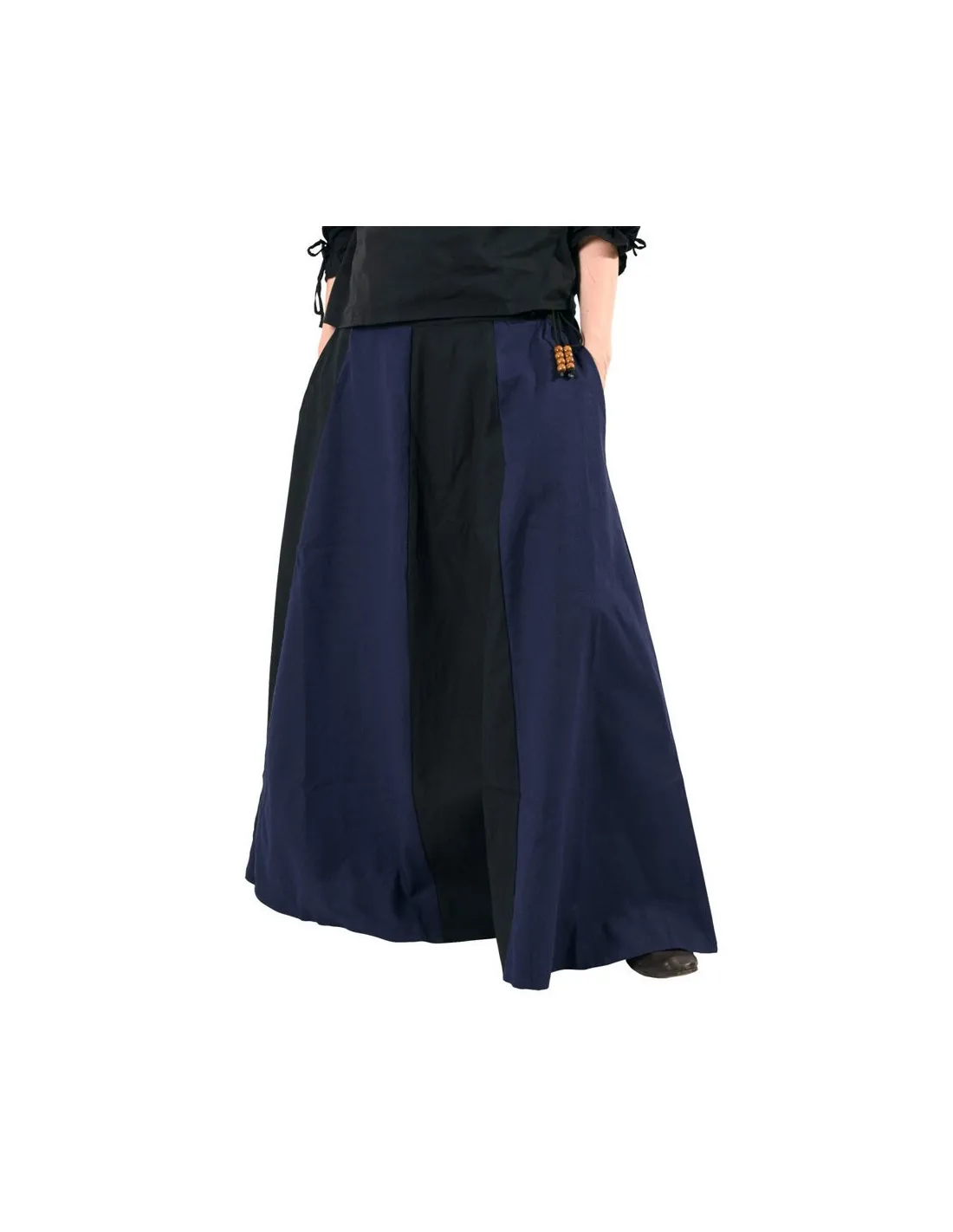 Falda medieval larga azul-negro