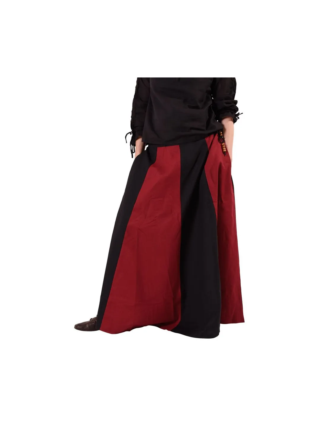 Falda medieval larga rojo-negro