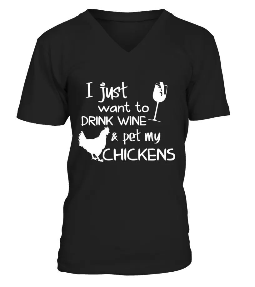 Farmer I just want to drink and pet my chicken funny t shirt birthday gift mug Camiseta cuello en V Unisex