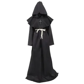 Friar Medieval Hooded Monk Robe Renaissance Priest Robe Cosplay Costume Prop