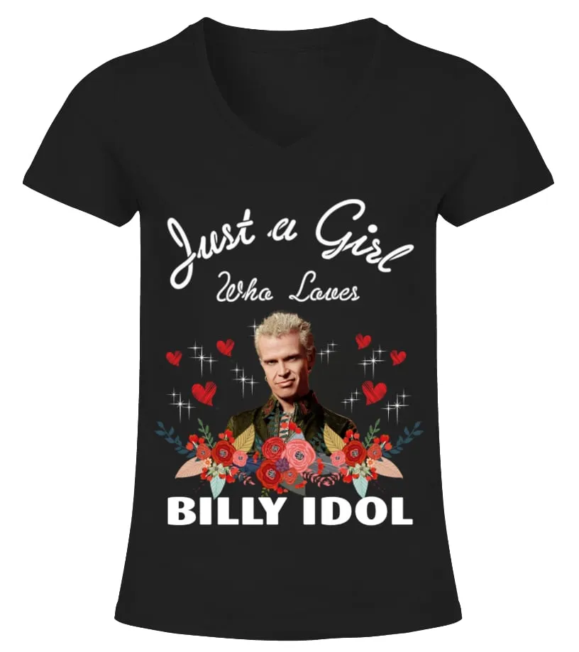 GIRL WHO LOVES BILLY IDOL Camiseta cuello pico Mujer