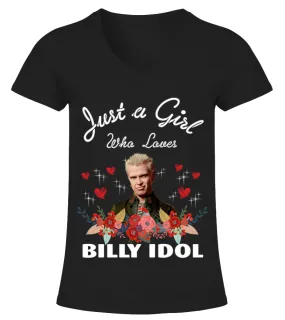 GIRL WHO LOVES BILLY IDOL Camiseta cuello pico Mujer