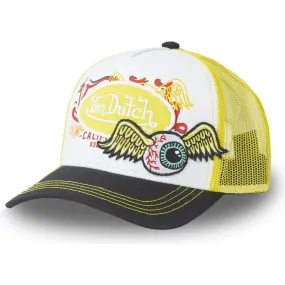 Gorra Von Dutch California rejilla y ajustable Trucker ref-VD/O/CAS/PAT/YEL blanca, amarilla y negra