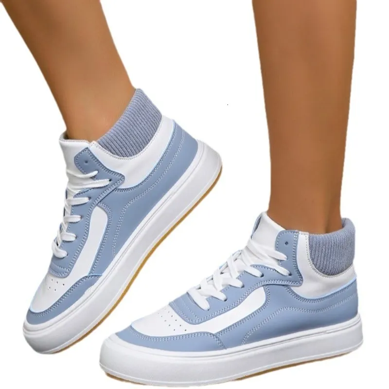 High Top White para mujeres, 2024 zapatos deportivos casuales versátiles de primavera y otoño, zapatos de tablero gruesos con so