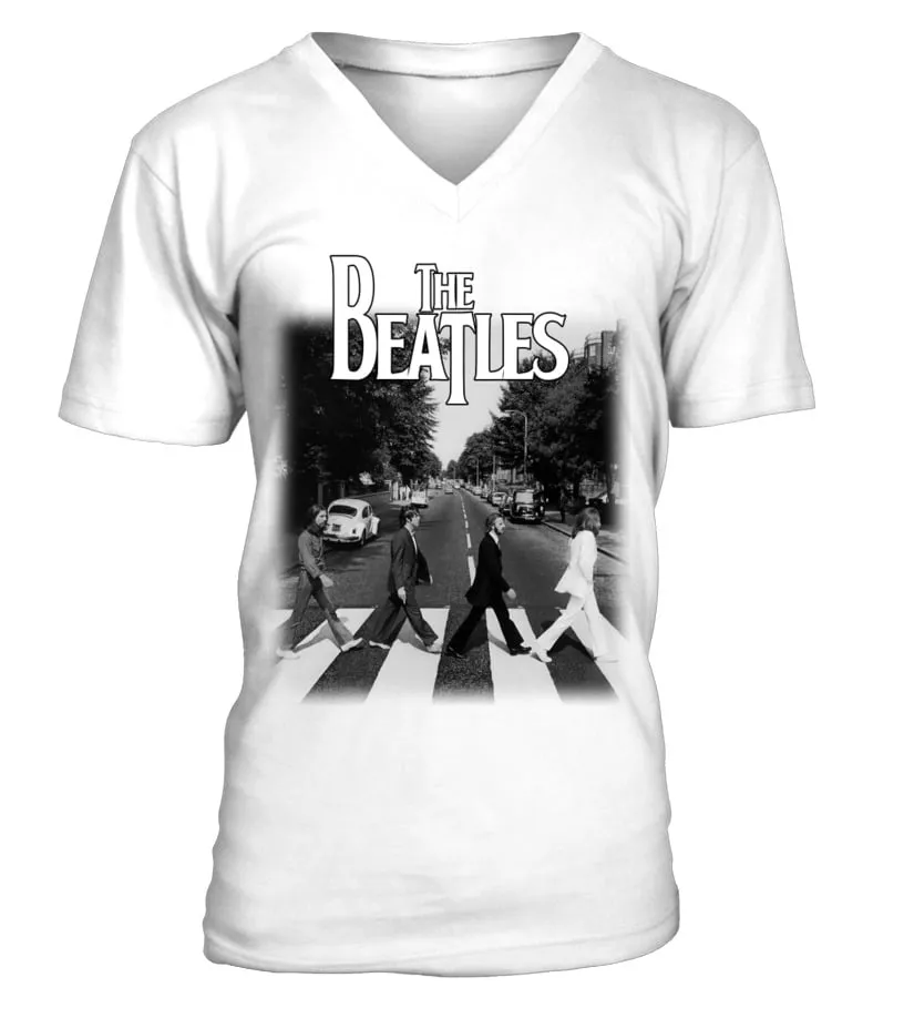 M500-005-WT. The Beatles, 'Abbey Road' (2) Camiseta cuello en V Unisex