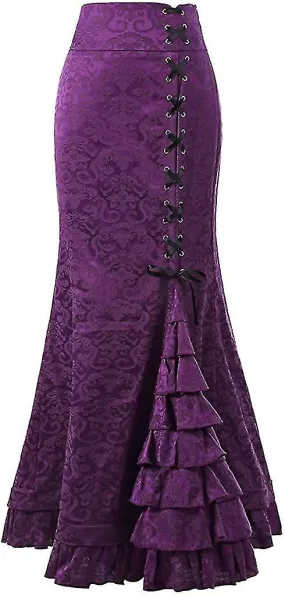 Medieval Jacquard Skirt Punk Retro Gothic Skirt N $women's Punk Gothic Wrap Skirt N Ruffles Skirt$women's